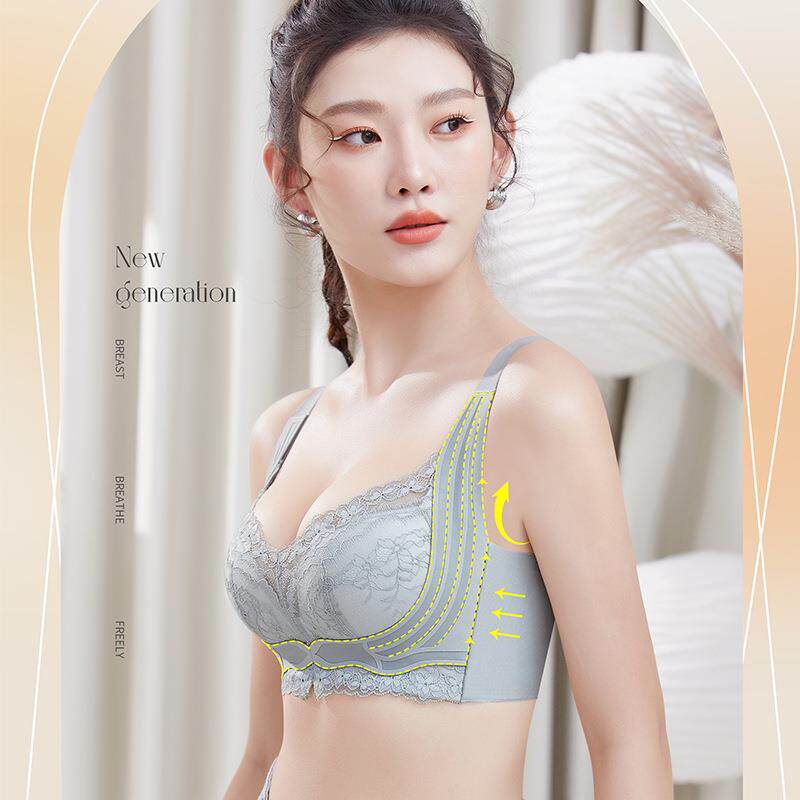 新款直销9323无痕蕾丝杯面加高后肶乳棉杯花边无钢圈车缝薄B杯文