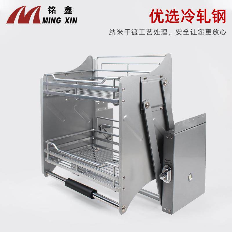橱柜吊柜升降拉篮 下拉式厨房收纳置物架 橱柜拉篮阻尼缓冲升降机