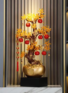 公高档元宝发财树落地型摆件司乔迁开礼物客厅玄关大造业景装金色