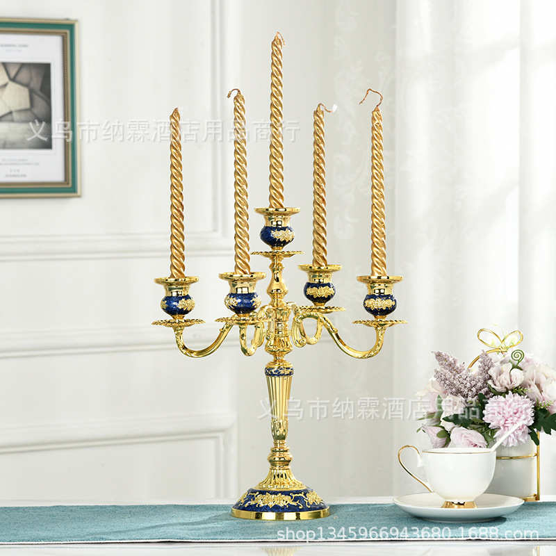 新款精品欧式蜡烛台镀银闪粉三头五头蜡台酒店家居婚庆