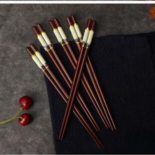 红檀木一家人个人专用筷子 家用高档防滑5色10双分餐防霉木制筷子