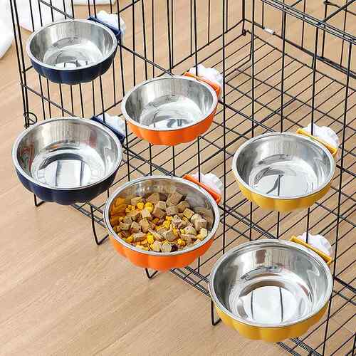 猫碗食盆悬挂式猫咪不锈钢碗水碗猫笼饭碗宠物狗狗笼子防打翻挂碗