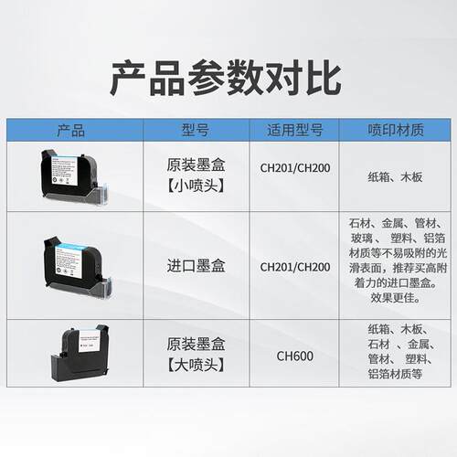谊和喷码机墨盒CH10/CH200/600/2000/3000高附着力速干墨盒喷码机