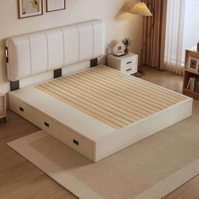 可调节薄床头榻榻米床带抽屉高箱储物床简约小户型主卧双人床皮床