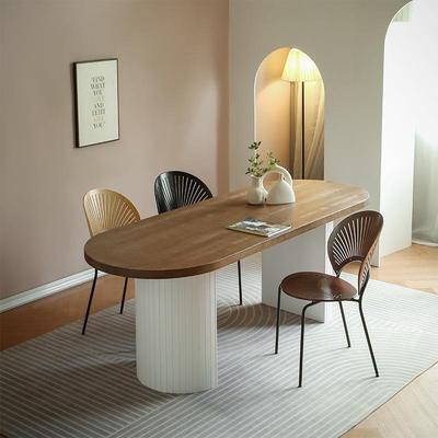 实木椭圆形餐桌椅办公桌会议桌电脑桌简约现代设计师工作台长桌子