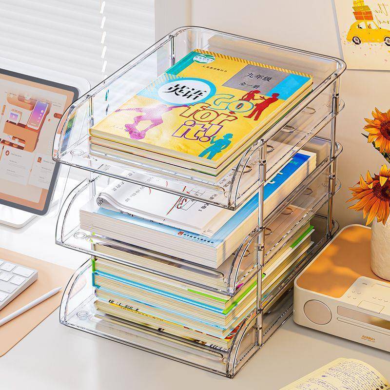 书本收纳架桌面儿童学生文具分层写字台文件资料层级书桌整理盒子