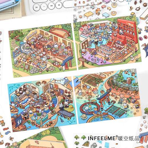 霁旅Infeel.Me今日营业中第八弹2.5D造景贴纸创意场景DIY小屋贴纸