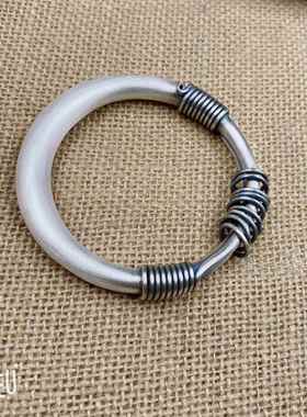 高档定银匠手工镯纯银民族制光风覆古足银999纯银手圆肚圈实心绕