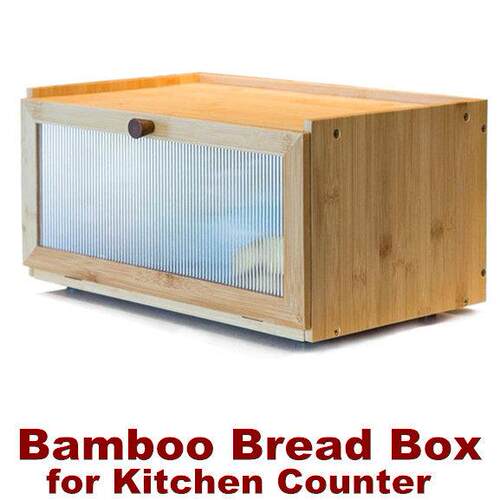 Bamboo Bread Box Holder Storage Container Kitchen Counter