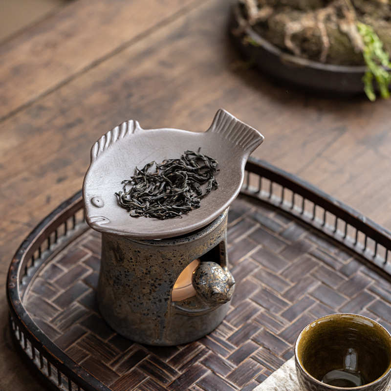 陶瓷焙茶炉家用粗陶茶叶提香器烘焙炉烤茶炉醒茶器点蜡烛茶具配件