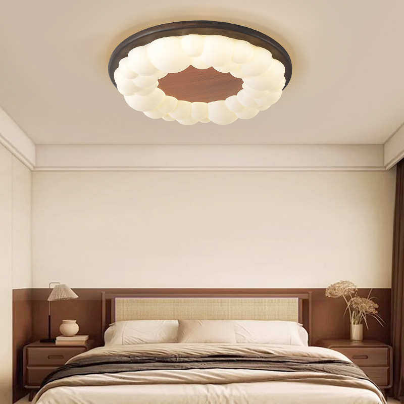 日式胡桃木纹卧室吸顶灯法式中古超薄餐厅简约侘寂书房护眼房间灯,家装灯饰光源,智能吸顶灯,淘宝优惠券,粉丝福利购,淘宝优惠卷