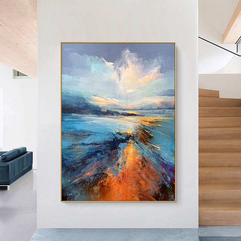 大芬村手绘油画抽象玄关装饰画客厅背景墙大幅落地画简约餐厅挂画