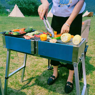 不锈钢架子折叠家用木炭露营批发户外烤炉商用烧便携式烧烤野餐