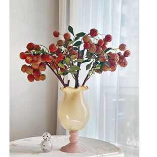 古芬高脚杯紫法式琉璃客厅中香芋花瓶摆件轻奢插花瓶顿创意