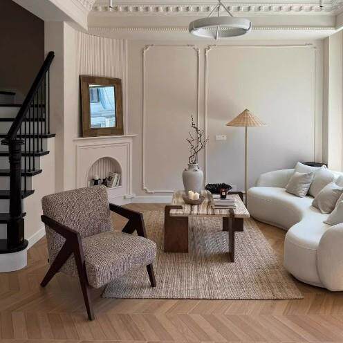 新中式中古风实木客厅单人休闲沙发椅古典民宿酒店客厅接待沙发