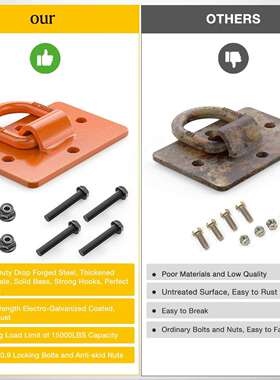 锻造1/2D型环螺栓式固定连接D形环组合件拖拉机固定D环12000LBS