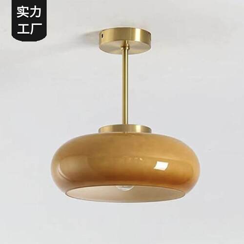 中古柿子吸顶灯餐厅卧室小吊灯走廊岛台绿色橘色阳台过道灯具中山