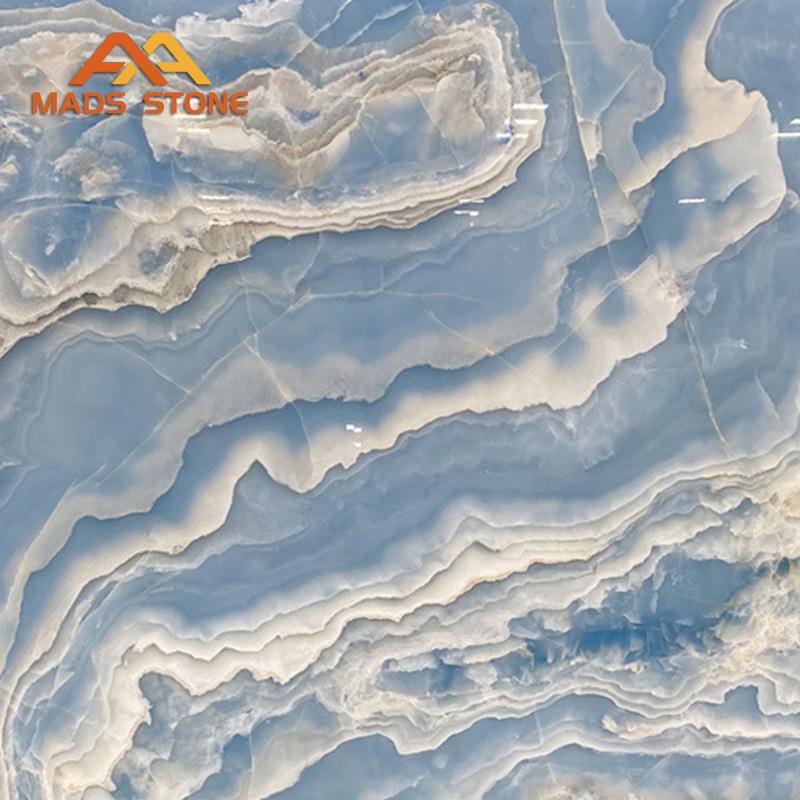 新款直销天然奢石浅蓝色天然大理石地板别墅装修背景墙窗台板吧台