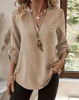 Women's Beach Cover Up hoodies sweatshirt Long Sleeve V Neck thumbnail 6
