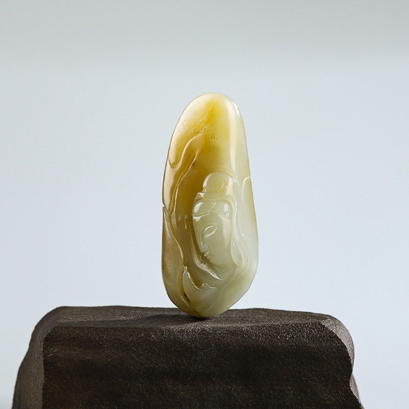 大漏！天然玉石新疆和田玉观音挂件吊坠32.89克 大师特惠