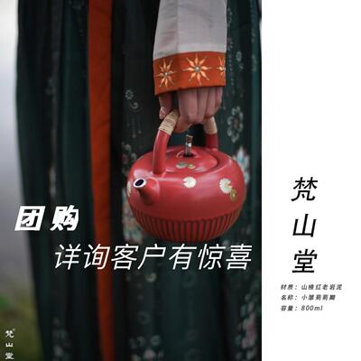 梵山堂山楂红老岩泥煮水壶煮茶陶壶手工提梁壶电陶炉围炉煮茶