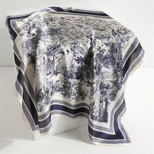 Printed faux silk floral fashion small handkerchief 小方巾