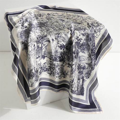 Printed faux silk floral fashion small handkerchief 小方巾