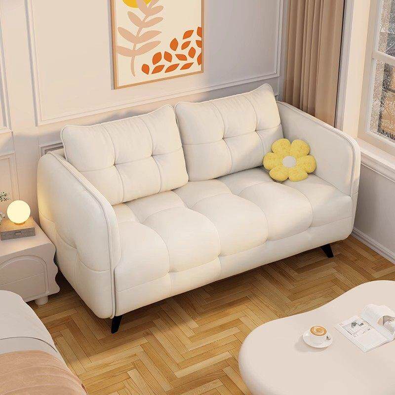 沙发皮艺小户型客厅猫爪现代意式简约直排真皮沙发双人三人白色