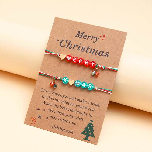 Christmas Bracelets Charms Pendants String Holiday Jewelry
