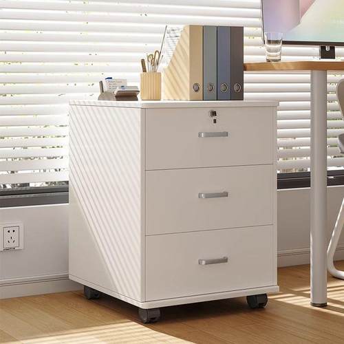 文件柜办公室木质带锁小柜子移动收纳柜抽屉柜带轮桌下储物柜矮柜
