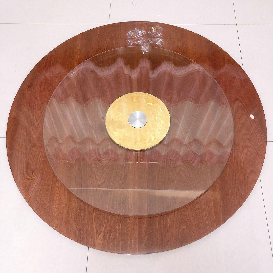 夏天餐桌大圆桌12人家用圆形桌面带转盘实木饭桌10人桌子15人台面