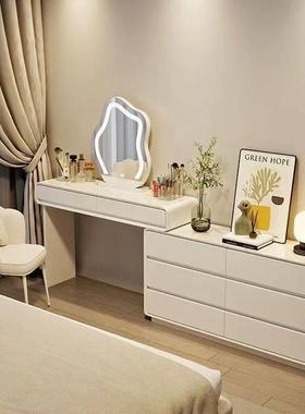 515188人超7窄卧室床一尾体柜梳妆台化妆台岩板收斗藏新款柜奶油