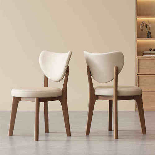 北欧实木餐椅家用胡桃色现代简约餐厅酒店复古靠背椅休闲中古餐椅