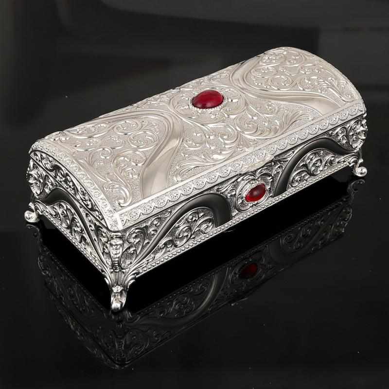 创意欧式金属长方形家居珠宝首饰盒高档生日结婚礼品盒收纳盒