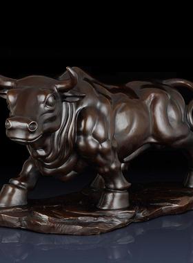 纯黄铜黄牛摆件创意中式家居办公室桌面生肖牛铜牛装饰礼品工艺品