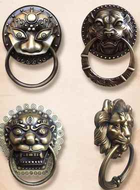 龙双铜兽头环虎头拉门环中老式狮子拉手66361复古仿古抽屉拉手头