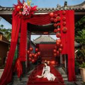 结婚装 喜庆庭院大门挂饰婚房布置用品 饰农村院子纱幔条幅拉花套装