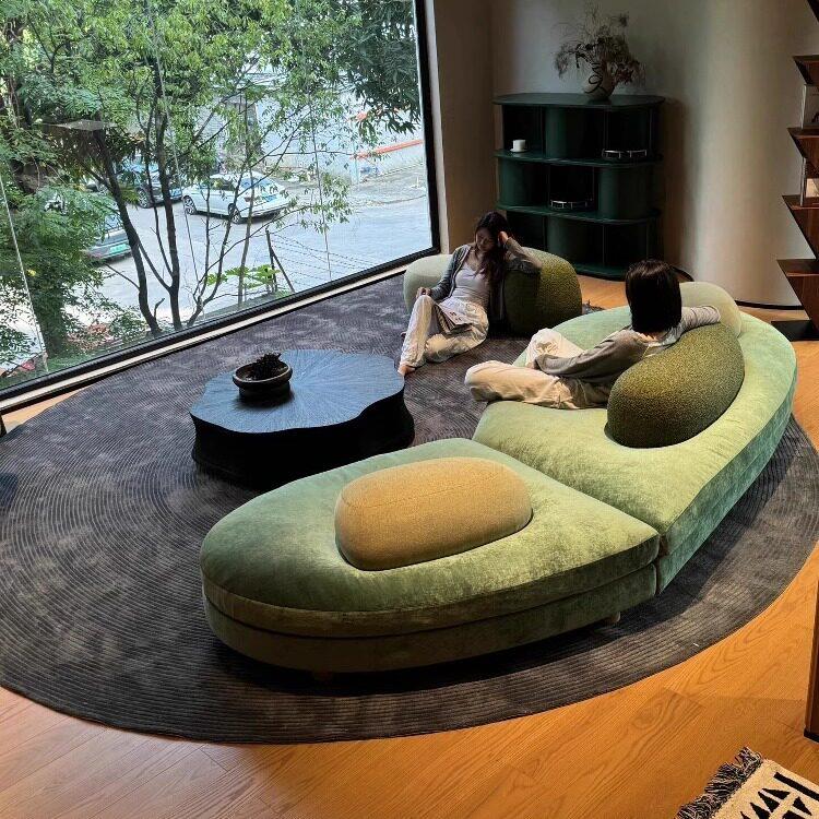 意式极简布艺模块组合爱心形沙发小户型鹅卵石爱心形沙发客厅