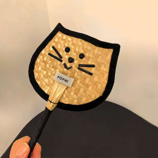 小狗竹编可爱清凉手持手工小手摇扇扇子夏日便携式 蒲扇 猫咪扇老式