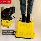 黄色拉杆篮手拉式 超市购物篮商场便利店加厚塑料篮带轮手拉篮子