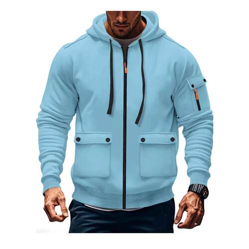Men's hooded pocket zipper sweatshirt jacket