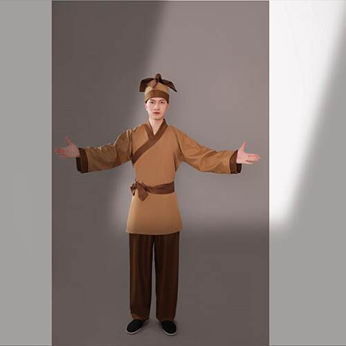 男古装汉服樵夫大禹治水旧社会剧长工舞台演出服愚公移山杂役小二