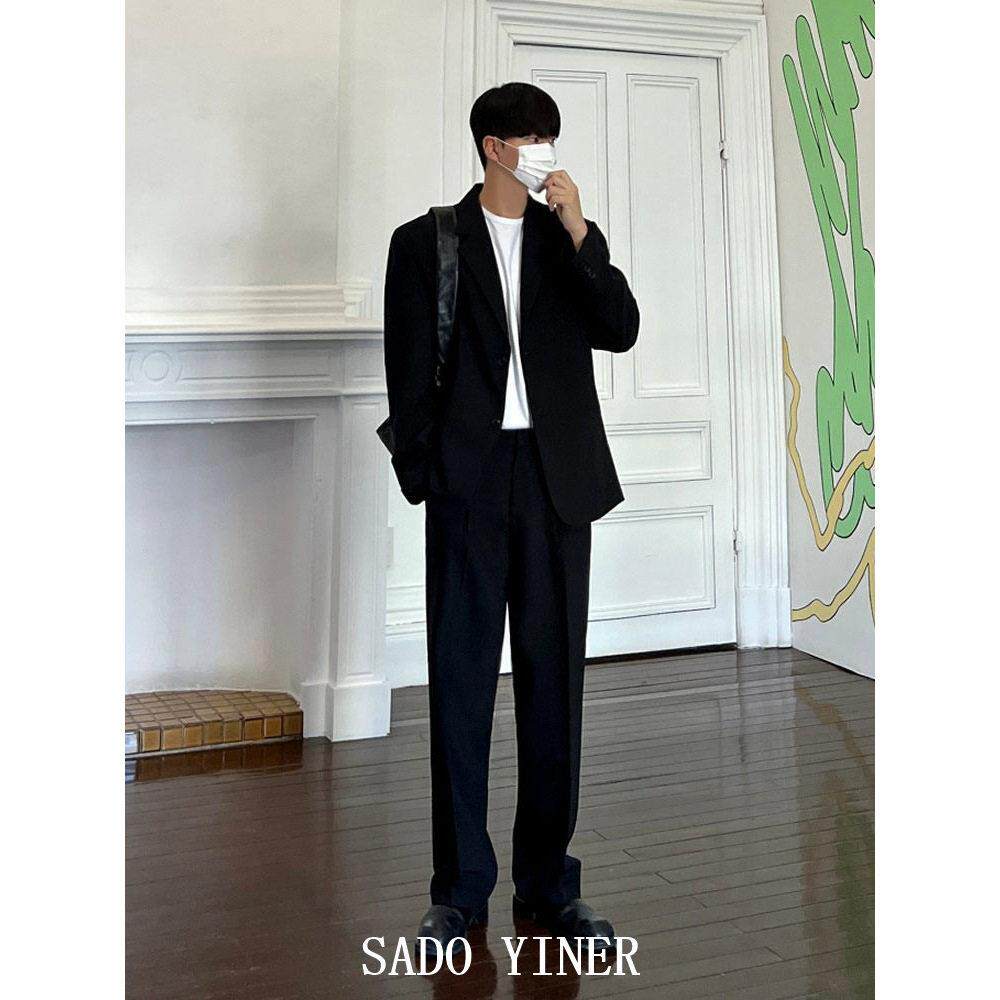 SADO YINER春秋男士西装套装潮流休闲宽松痞帅西服外套小众轻熟风