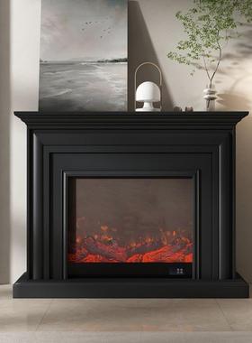 式厅现代轻奢简约黑色壁炉意NNP仿真别墅取暖炉芯客饰灰色装柜