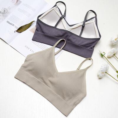蚕丝内里乳胶薄款固定一体无扣运动美背背心式杯少女文胸内衣