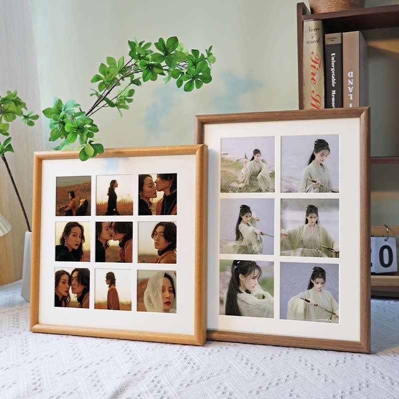 五月画馆实木宫格油画水彩画框来图来照片定制简易古装中日式相框