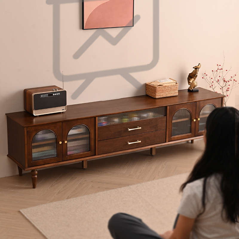 实木电视柜简约现代客厅美式影视柜茶几组合家用落地柜