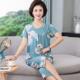 妈妈睡衣夏季 中老年人绵绸两件套老人造棉可外穿绵绸家居服女薄款