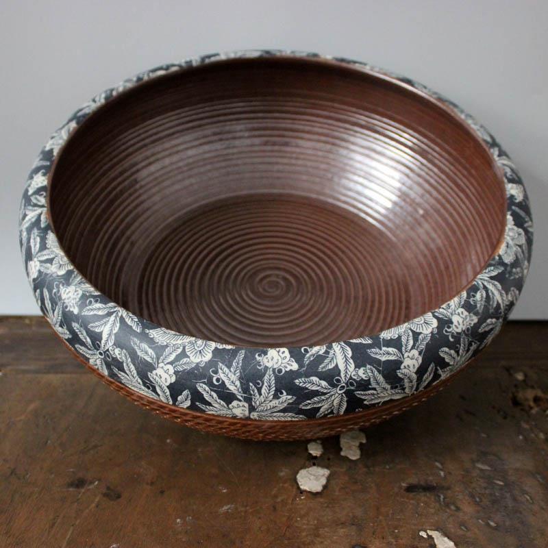 高档景德镇现代式陶瓷鱼缸内有螺纹日粗陶金鱼乌龟缸鲤一叶莲盆花