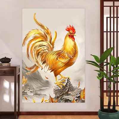 大公鸡金鸡报喜雄鸡镇宅公鸡画 画富贵如意吉祥国画 画动物生肖喜